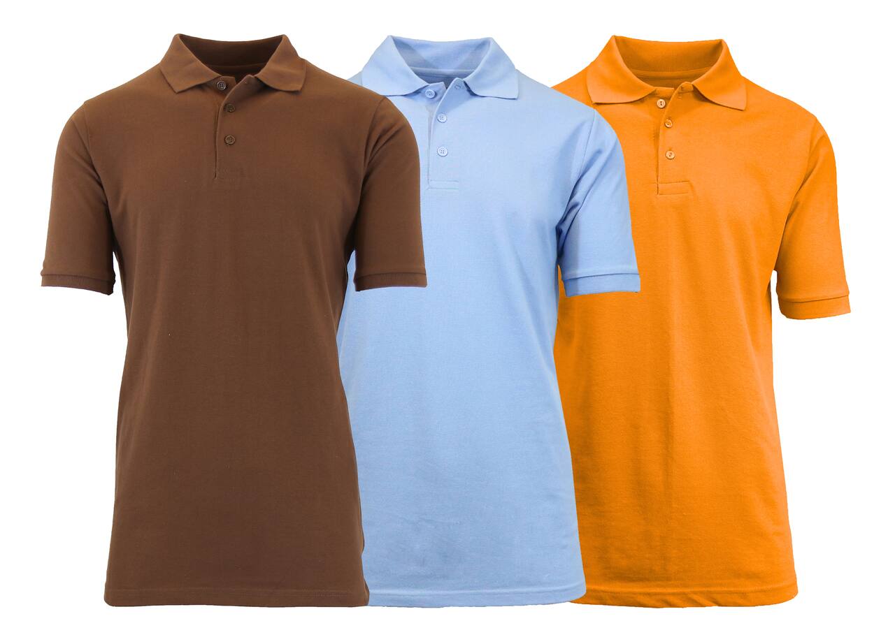 Galaxy By Harvic Short Sleeve Men's Pique Polo Shirt 3 Pack